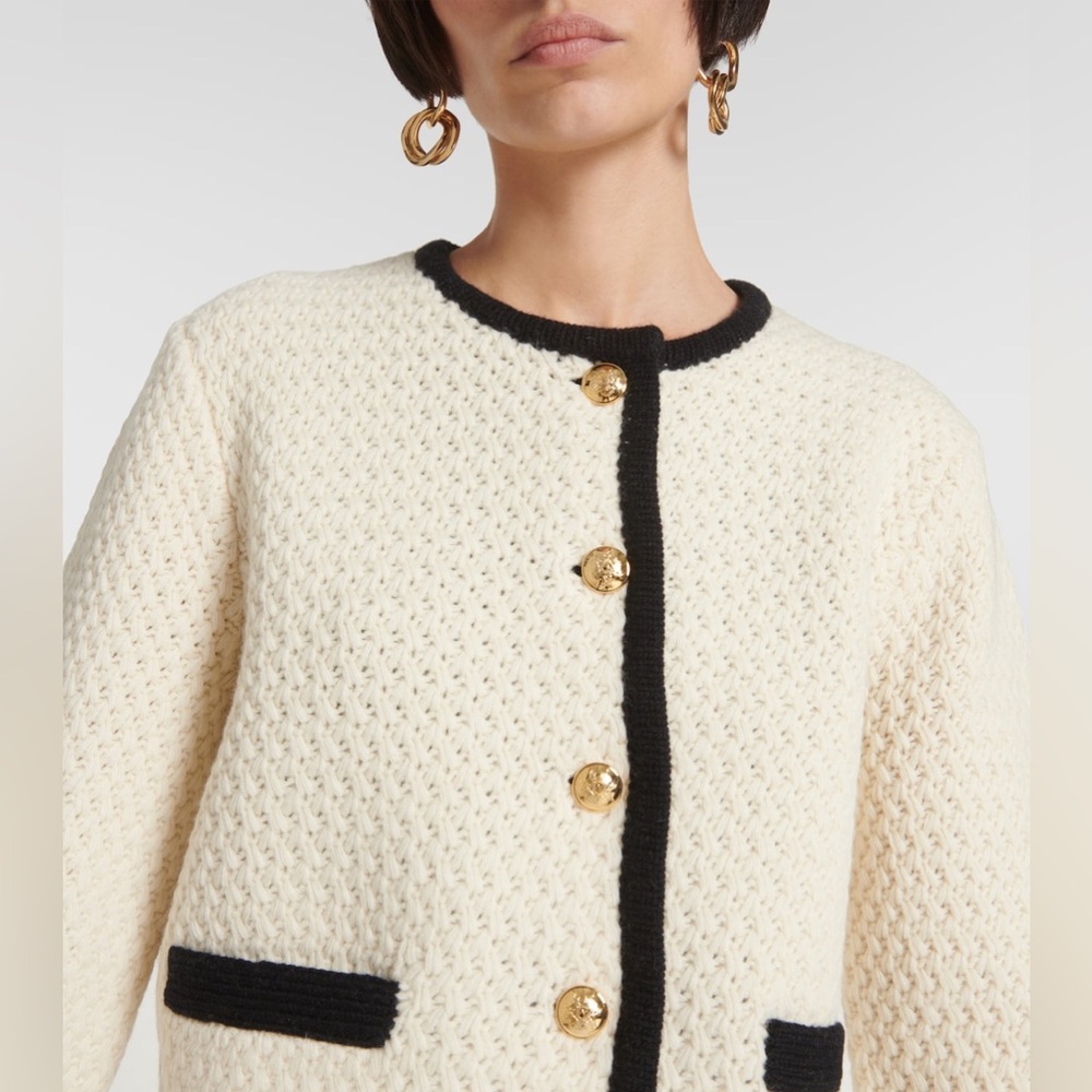 Nili Lotan Knit Perah Cardigan Size Medium
NWT 
Ivory / Navy 
$720